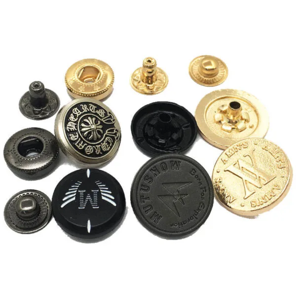 Lion Custom Logo Gold Plated 4 Part Fashion Brass Print Fastener Metal Snap Button For Clothing - Image 2
