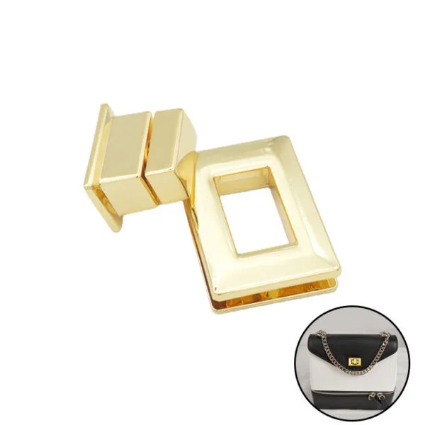 Custom zip Zinc Alloy Metal Handbag Push Pull Mortise Lock accessory - Imagen 3