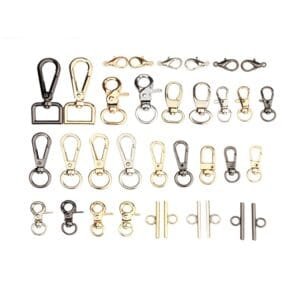 Venta al por mayor de bolsos de metal de moda con hebilla de latón y gancho de metal con broche giratorio